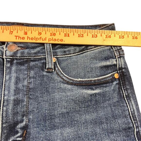 Judy Blue Boot Cut Denim Jeans Women’s Size 9 29 Stretch High Rise Raw Hem Dark - Picture 7 of 7